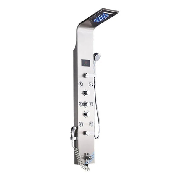 LED Shower Panel System - SPA Massage Jets with Waterfall Rain & Bidet Sprayer