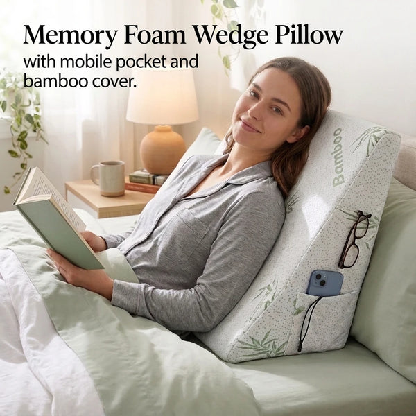 NOBLILUX memory foam wedge pillow with bamboo cover