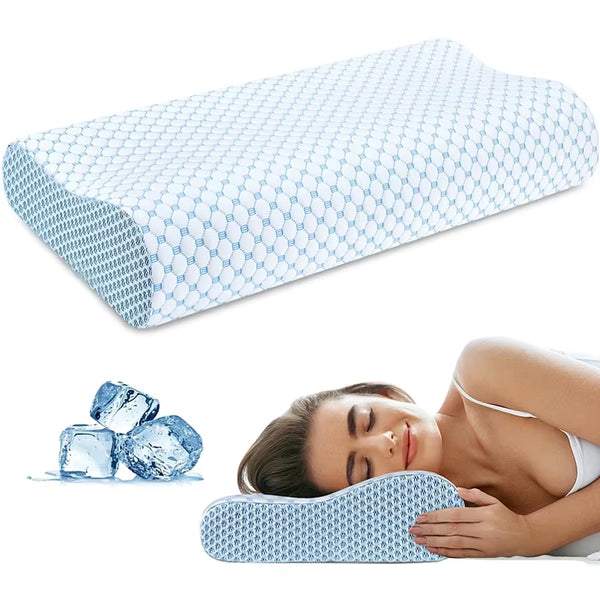 Cooling Memory Foam Pillow – Neck Pain Relief | Orthopedic Wave Contour