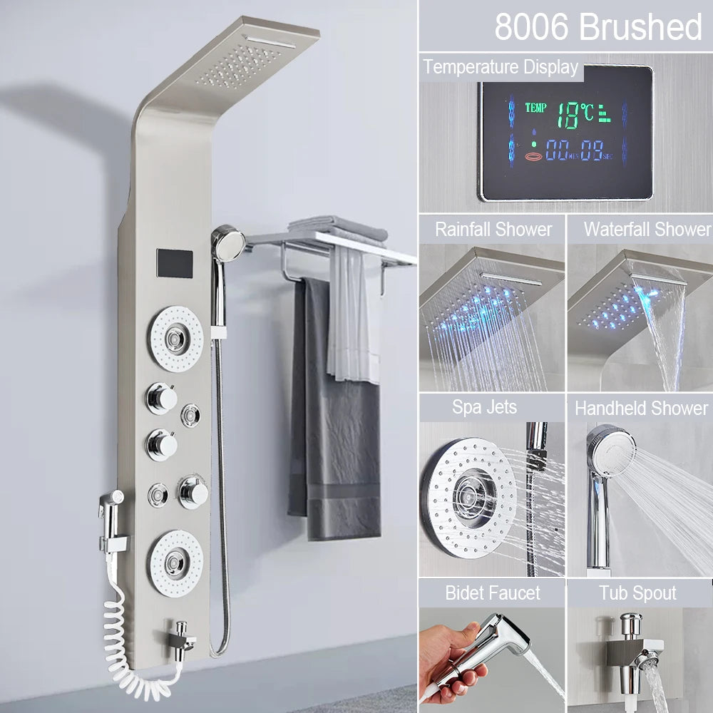 Bathroom Shower Panel system with Soft lighting.