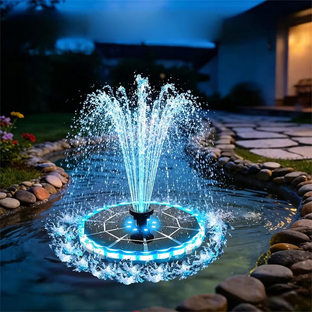 Solar Fountain Pump 3.5W | 7 Nozzles | 7-Colour LED | Bird Bath & Garden Pond