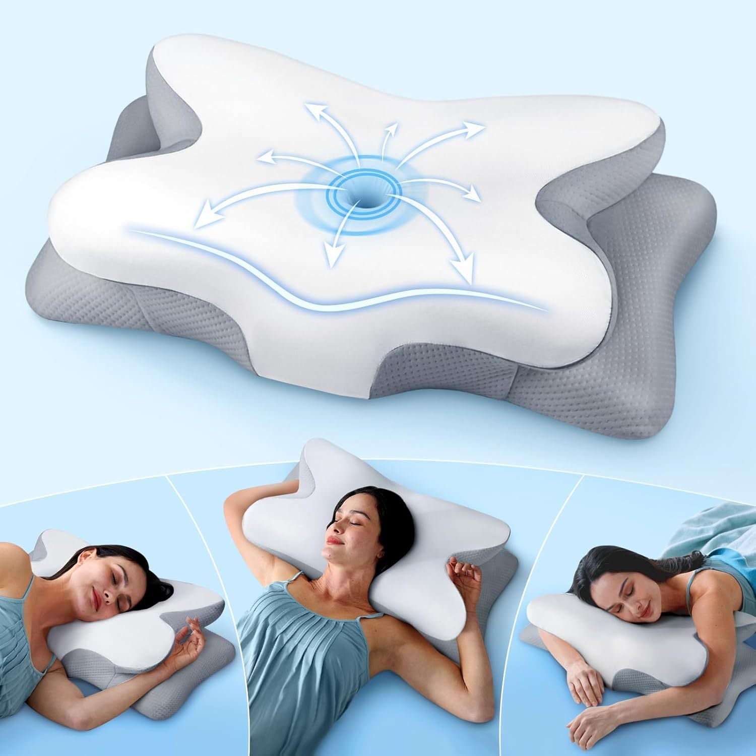 Butterfly Memory Foam Pillow – Cervical Support & Pressure Relief