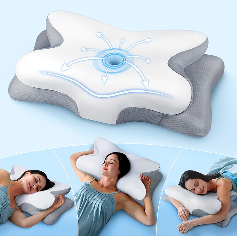 Cross-border butterfly sleep memory pillow slow rebound hotel zero pressure butterfly protection cervical spine pillow pillow core