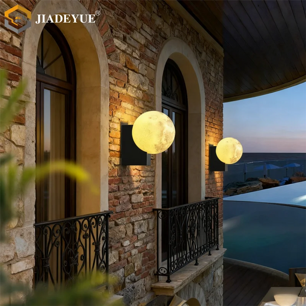 LED Moon Light Outdoor Wall Lamp | IP65 | Stainless Steel | Warm White | H25cm | Garden & Balcony
