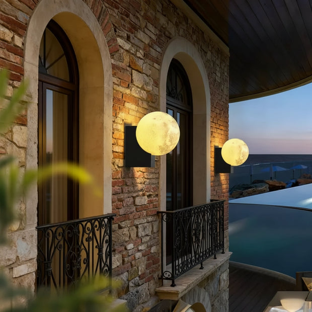 LED Moon Light Outdoor Wall Lamp | IP65 | Stainless Steel | Warm White | H25cm | Garden & Balcony
