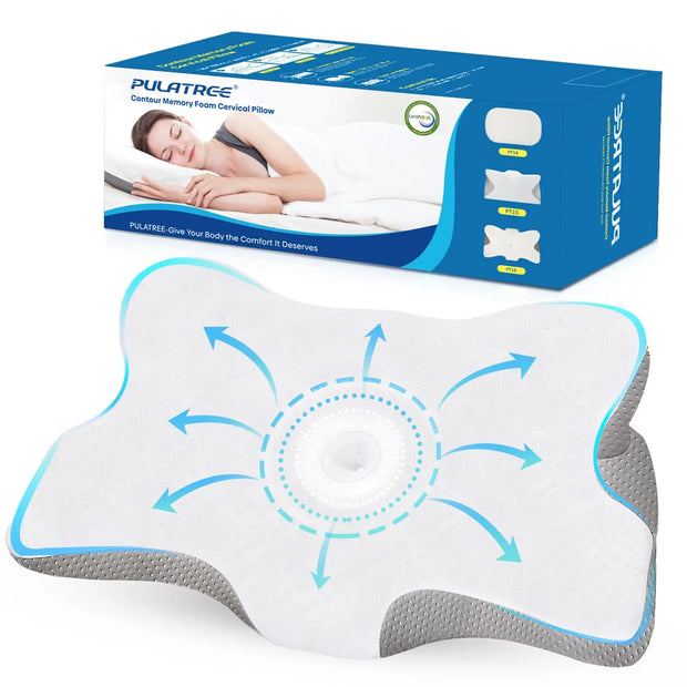 Pulatree memory foam neck pillow in white