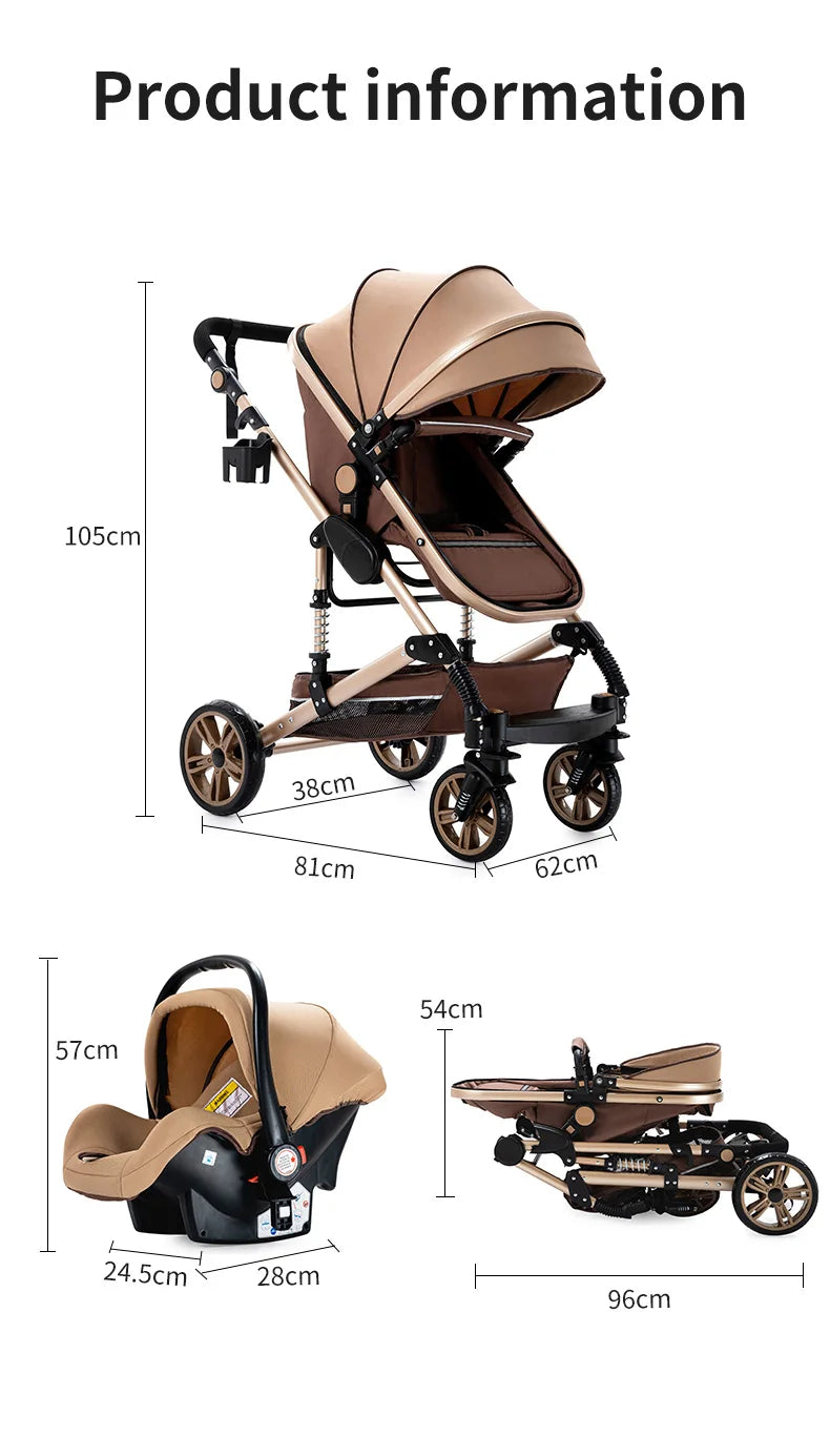 3-in-1 Multifunctional Baby Stroller with car seat - 3in1 Baby Pram