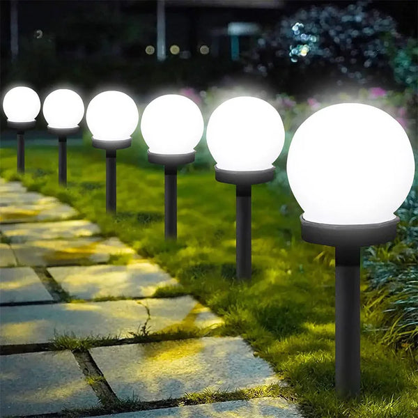 Solar Sphere Garden Lights | IP65 LED Ball Lawn Lamps | 6 Pack