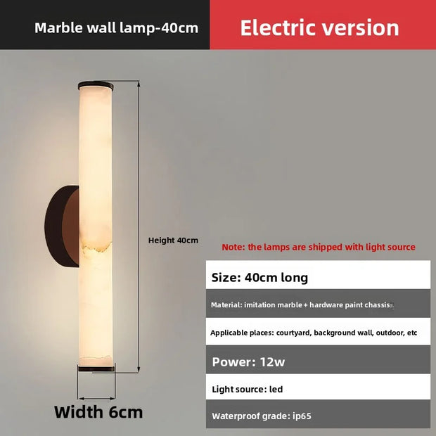 Imitation Travertine Outdoor Shadow Wall Lamp | Copper Finish | Warm White | H30–60cm | Villa Courtyard