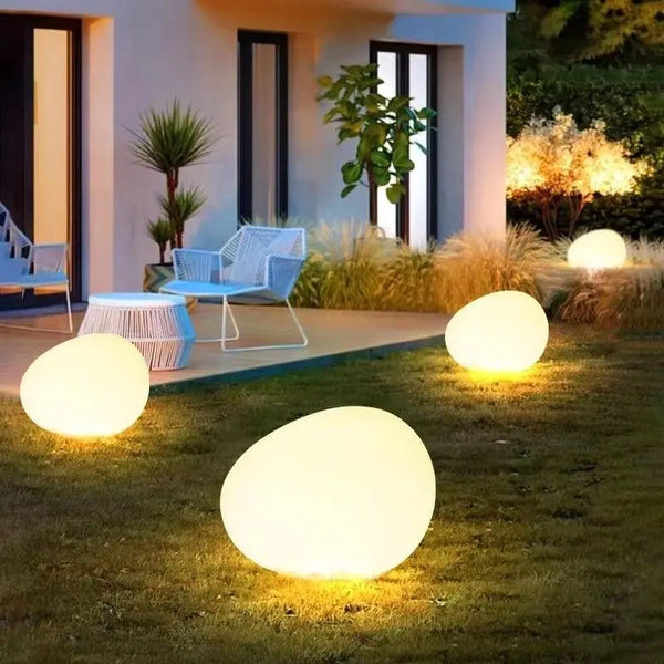 Solar LED Pebble Stone Ball Light | IP68 Colourful Garden Floor Lamp | 20–30cm