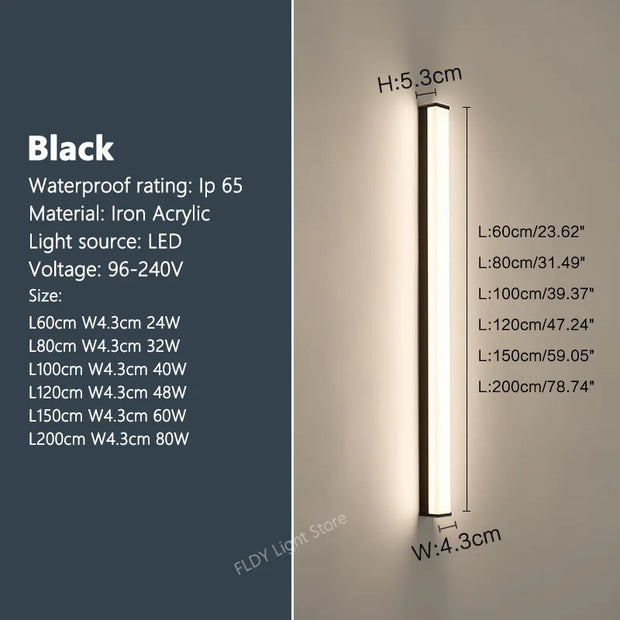 NOBLILUX IronStrip white 80cm neutral white outdoor porch wall lamp