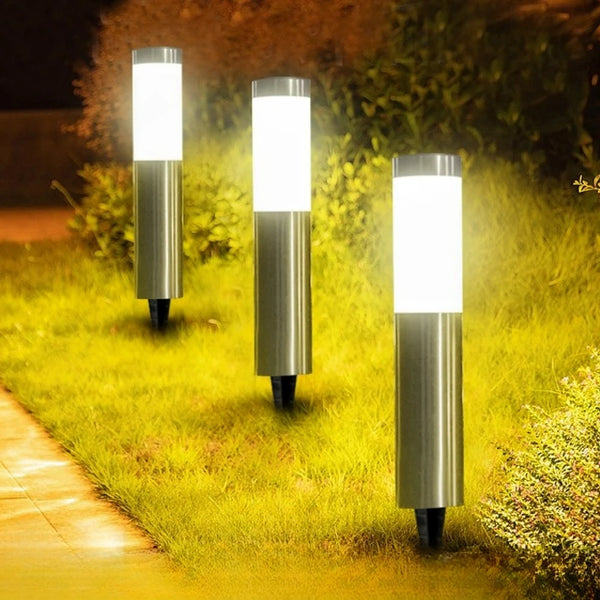 Solar Garden Pathway Light | Stainless Steel LED Post Lamp | IP65 | 2Pcs