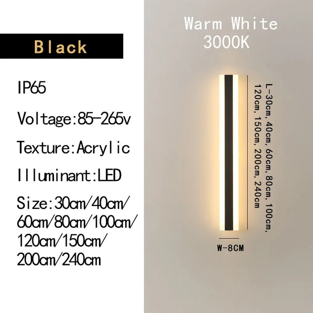 NOBLILUX LinearLux | Outdoor Porch Strip Wall Lamp | IP65 | 30–240cm