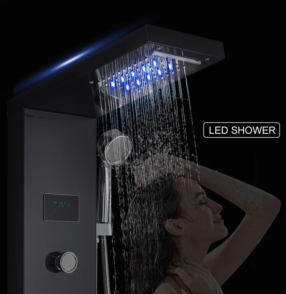 Bathroom Shower Panel system with Soft lighting.