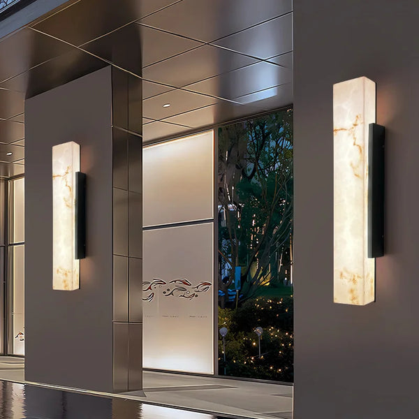 Minimalist Imitation Marble LED Porch Lamp | IP65 | AC85–265V | Stainless Steel | 50–80cm