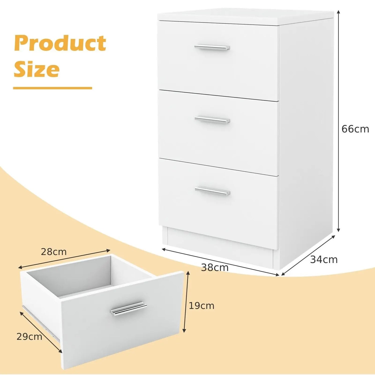 3-Drawer Wooden Nightstand - Space-Saving Night Chest