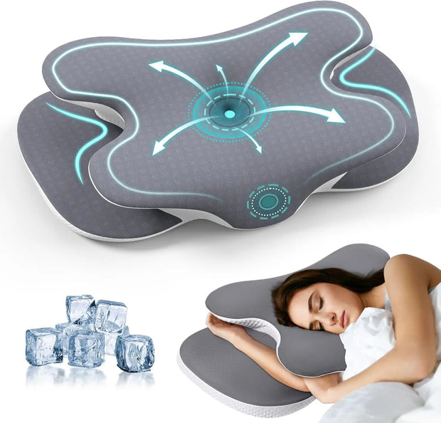 Memory Foam Neck Support Pillow – Silk Cover, Heart Shape