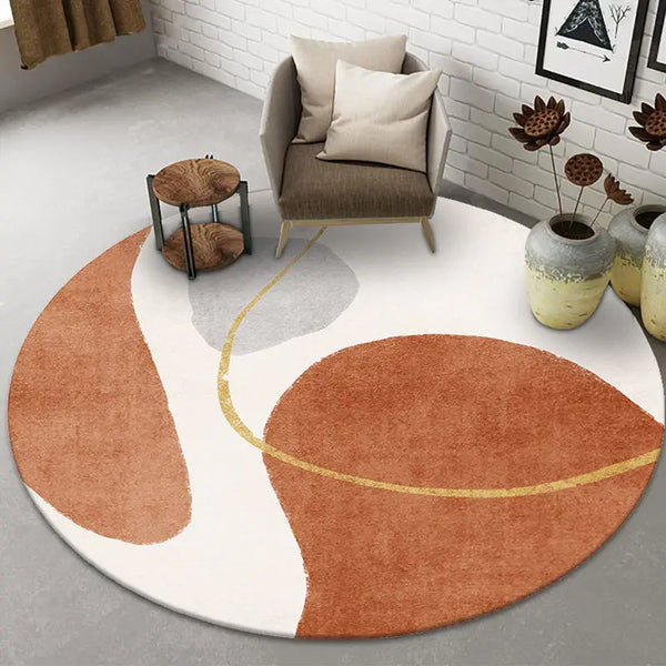 Modern Light Luxury Round Rug - Non-Slip Carpet for Living Room & Coffee Table