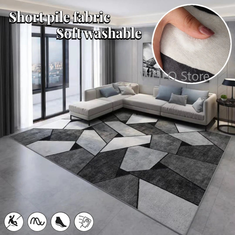 Nordic Marble Geometry Rug - Light Luxury Washable Carpet for Living Room 80x120cm