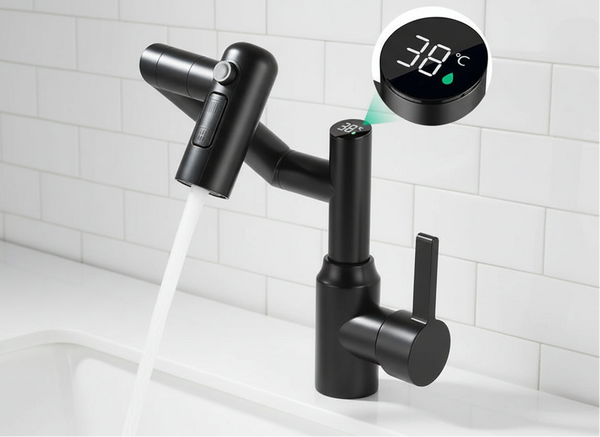 Mechanical Arm Basin Faucet with Universal Rotation - Hot & Cold Mixer Tap