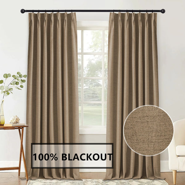 Custom Made 100% Blackout Faux Linen Curtains – Solid Colour, Custom Sizes