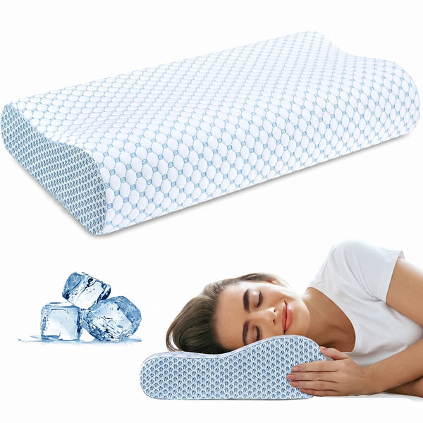 NOBLILUX cooling memory foam pillow in blue
