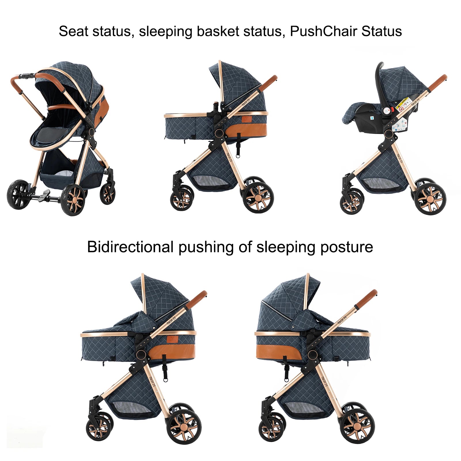 3-in-1 Multifunctional Baby Stroller with car seat - 3in1 Baby Pram