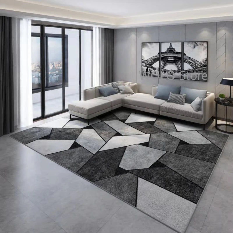 Nordic Marble Geometry Rug - Light Luxury Washable Carpet for Living Room 80x120cm