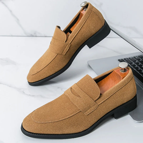 Men's Casual Leather Loafers – Classic Slip-On Business Shoe