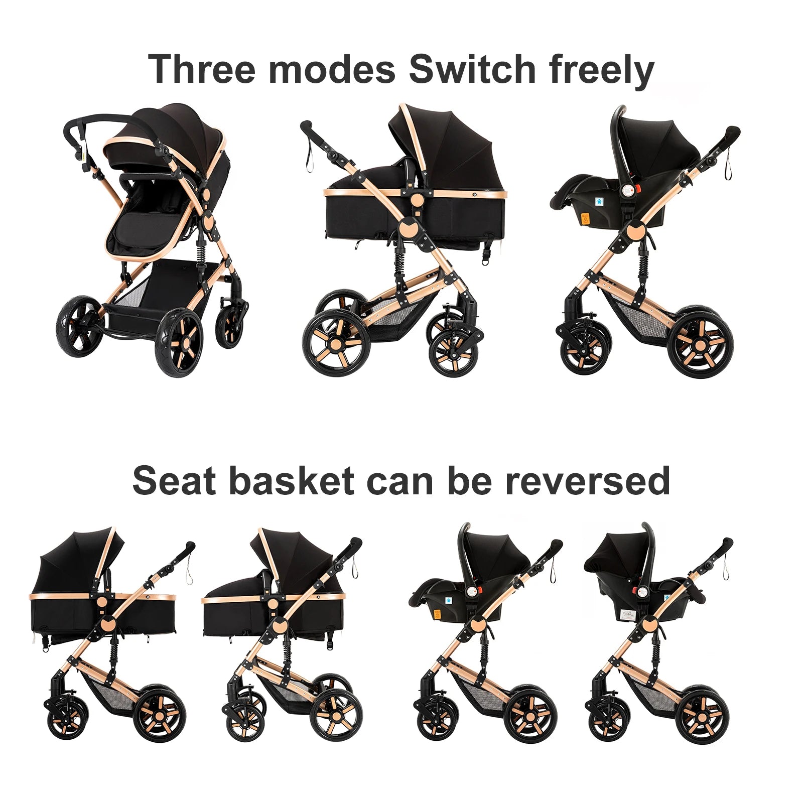 3-in-1 Multifunctional Baby Stroller with car seat - 3in1 Baby Pram