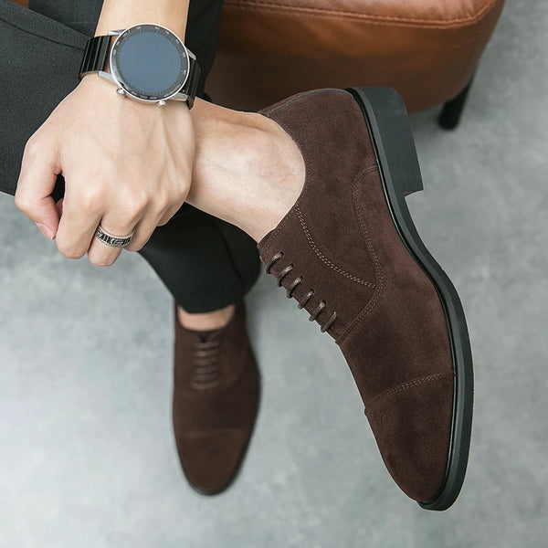 Men's Suede Oxford Shoes – Vintage Slip-On Pointed Toe