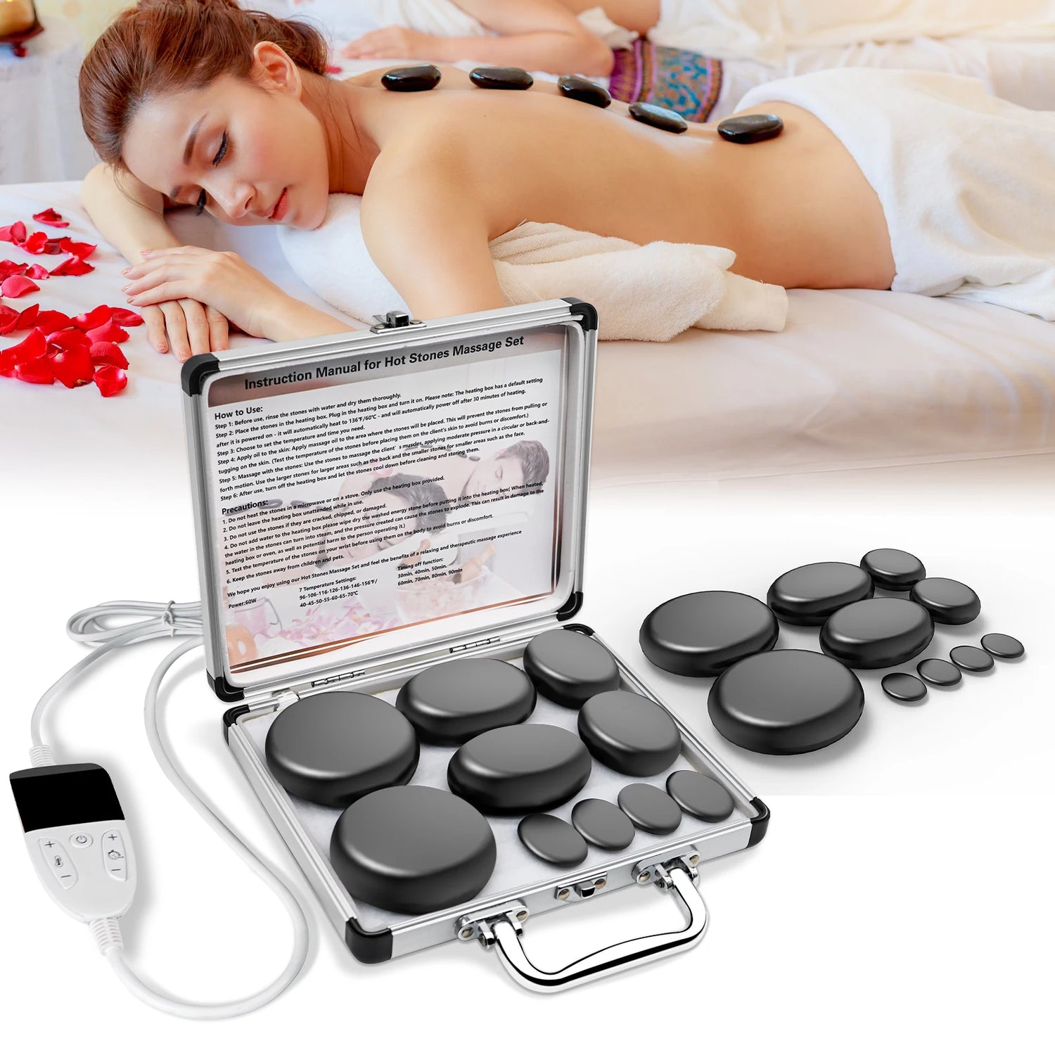 Hot Stone Massage Set with Heater
