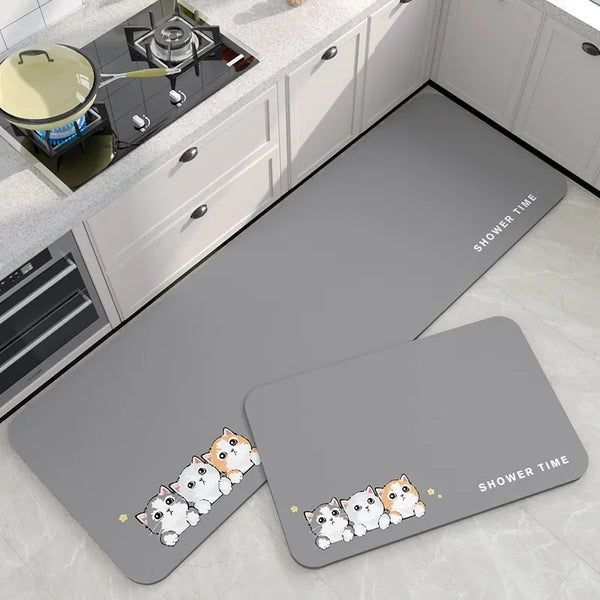 Diatomite Kitchen Mat - Non-Slip No-Wash Absorbent Waterproof Floor Rug 1/2pc