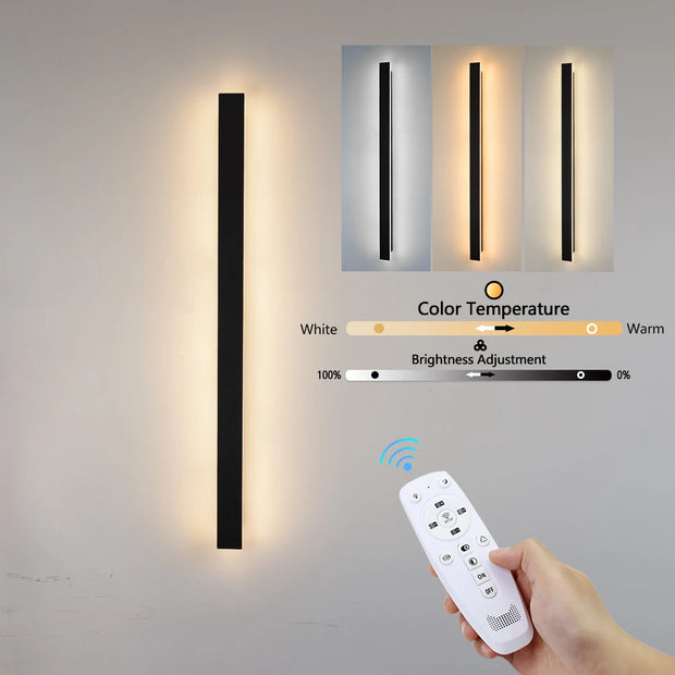 Dimmable LED Outdoor Long Wall Sconce | Remote Control | Iron | AC85–265V | 60–120cm | 1 or 2 Set