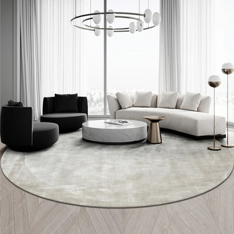 Modern Simple Round Rug - Thick Plush Solid Color Carpet for Living Room & Bedroom