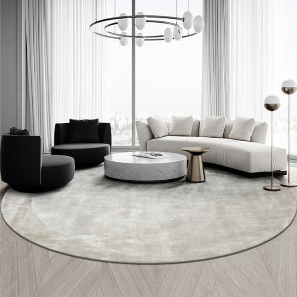 Modern Simple Round Rug - Thick Plush Solid Color Carpet for Living Room & Bedroom