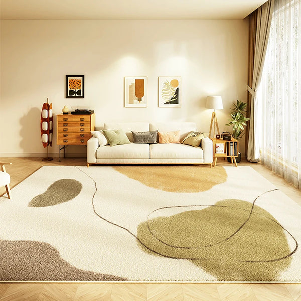 Modern Abstract Art Rug - Fluffy Soft Washable Carpet for Living Room & Bedroom