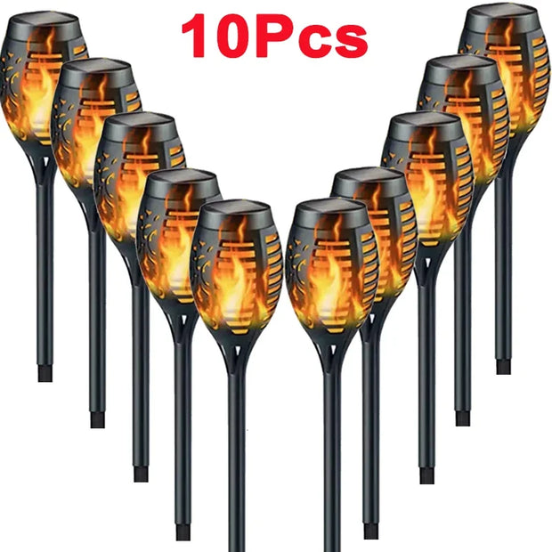Solar Flame Torch Lights | Flickering LED | IP65 Waterproof | 1–10 Pack