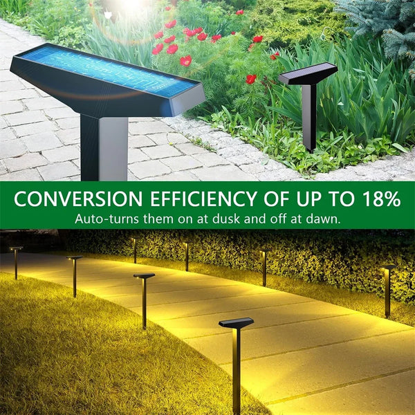 Solar T-Shape Pathway Light | IP65 Waterproof Garden Lawn Lamp | 4 Pack