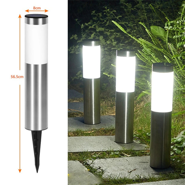 Solar Garden Pathway Light | Stainless Steel LED Post Lamp | IP65 | 2Pcs