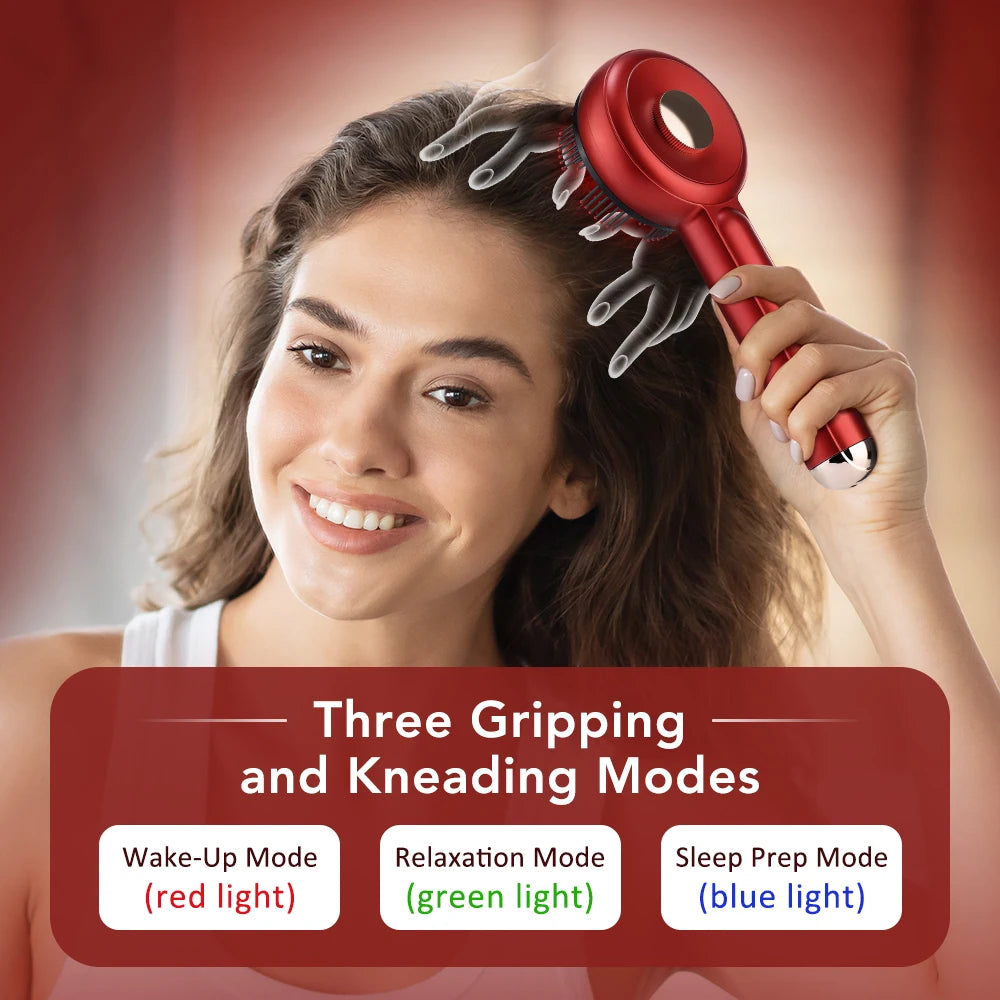 ReviveScalp - Electric Scalp Massager with 3 Color Light Therapy & Oil Applicator.