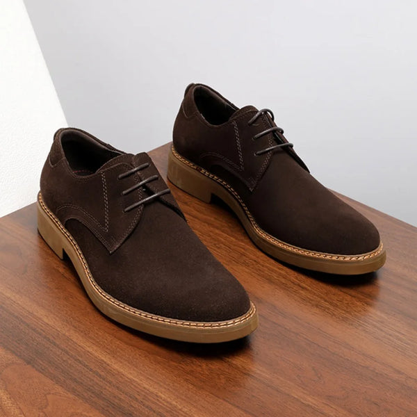 Men's Nubuck Suede Derby Shoes – Thick-Sole Business Casual