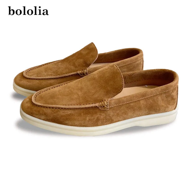 Unisex Genuine Leather Loafers – Couple's Flat Walking Shoe