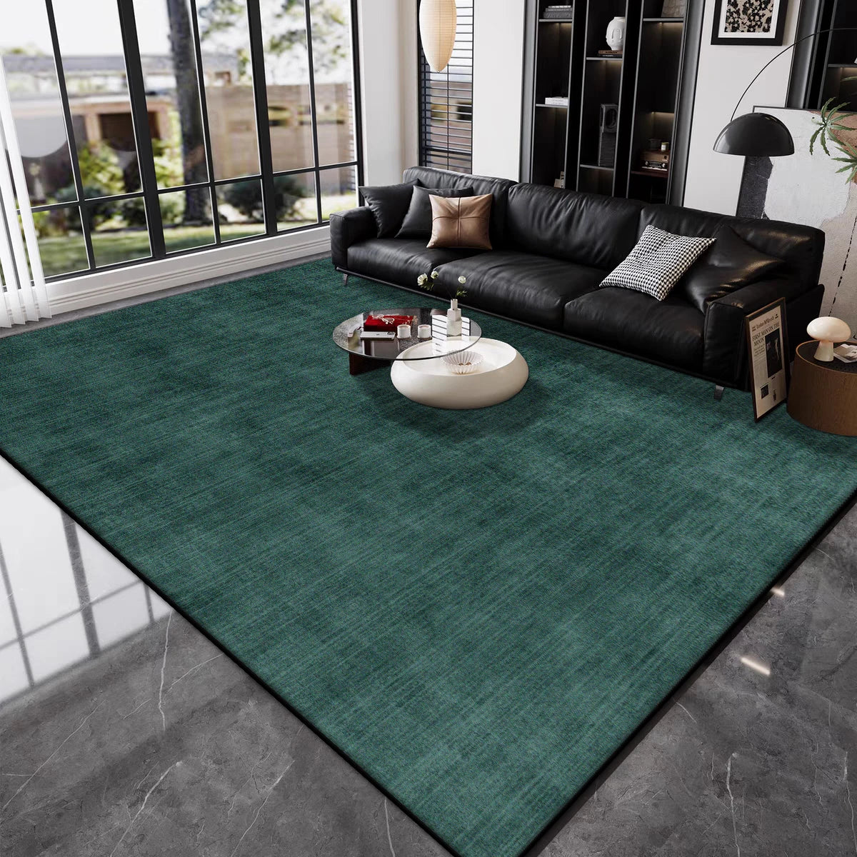 Plush Green Area Rug - Large Elegant Carpet for Living Room & Dining Room 140x200cm