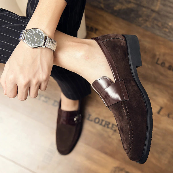 Men's Pointed Leather Loafers – Retro Business Casual