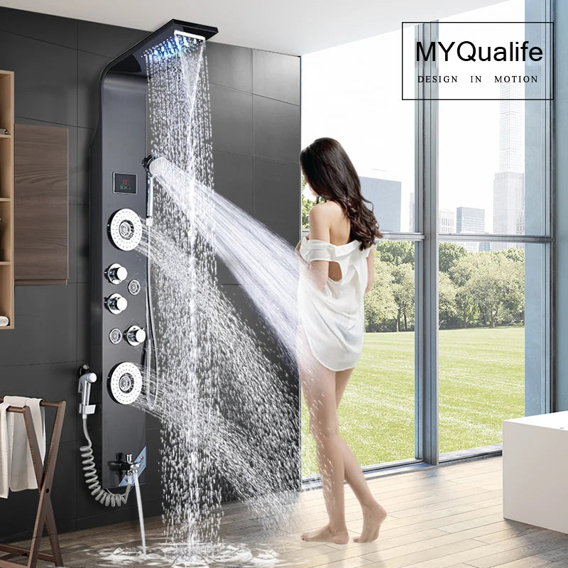 Bathroom Shower Panel system with Soft lighting.