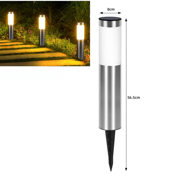 Solar Stainless Steel Cylindrical Pathway Light | IP65 | S or L | Black or Silver | 1–4 Pack
