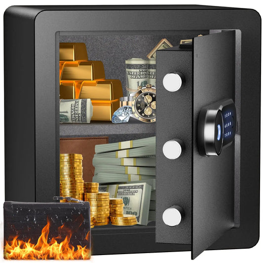 50L Digital Safe Box – Biometric Fingerprint, Fireproof Security Safe with Dual Alarm