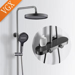 3-Way Rainfall Shower System - Modern Grey Bathroom Faucet Set with Handheld Spray