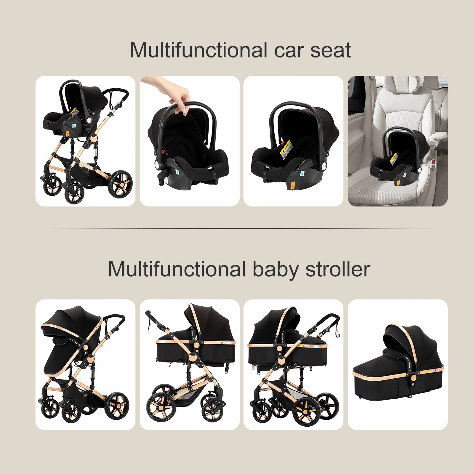 3-in-1 Multifunctional Baby Stroller with car seat - 3in1 Baby Pram